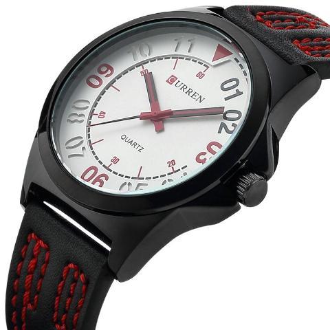 Curren Men's Quartz Watch (Dial 4.4cm) - white dial with black frame